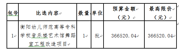 衡陽幼兒師范高等專科學(xué)校音樂樓藝術(shù)館舞蹈室工程改造項目比選公告